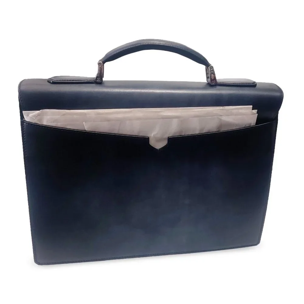 ST Dupont 191240 Toit de Paris Atelier Black-Blue Leather Briefcase
